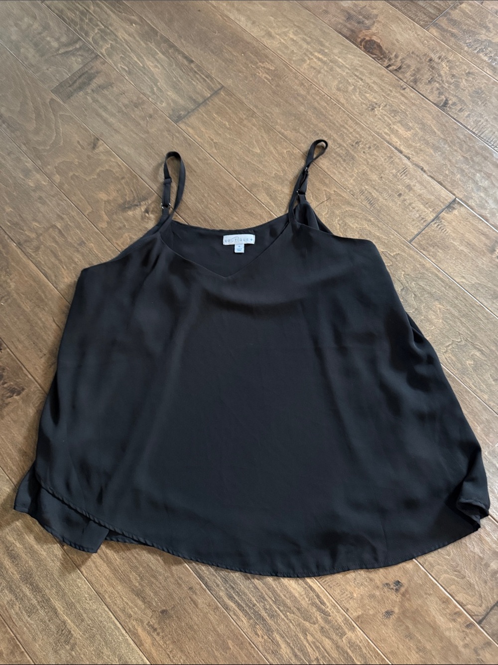 Black Silk-Look V-Neck Spaghetti Strap Camisole